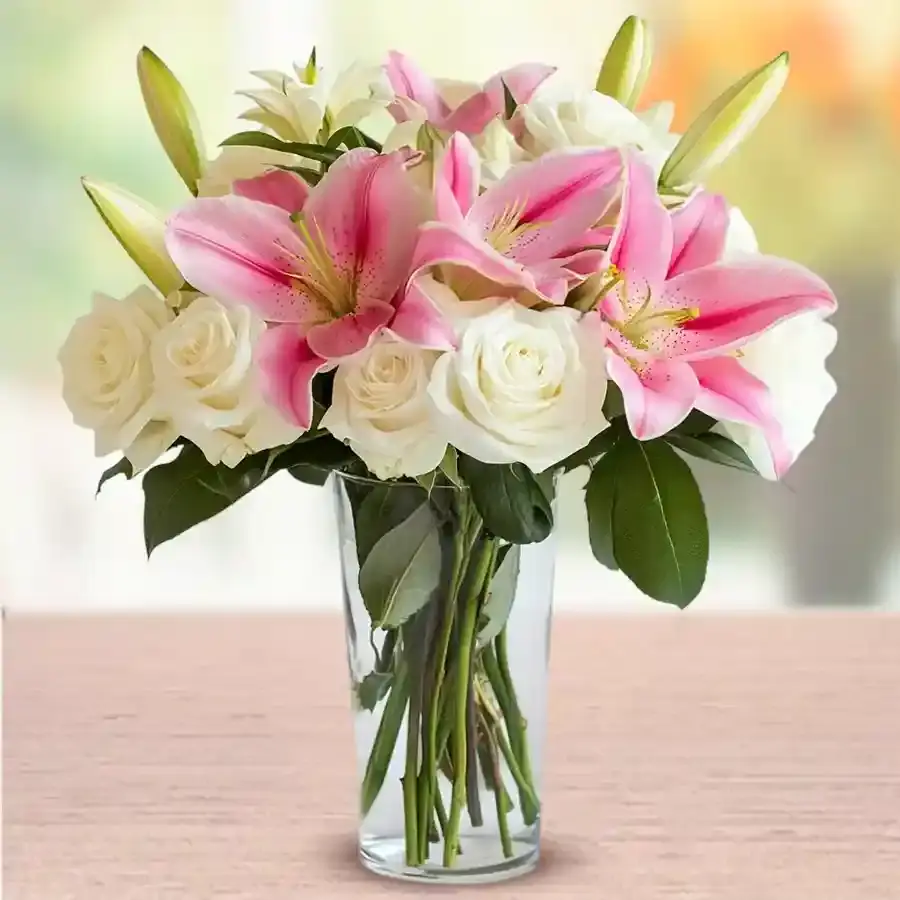 Elegant Lilies and Roses Arrangement
