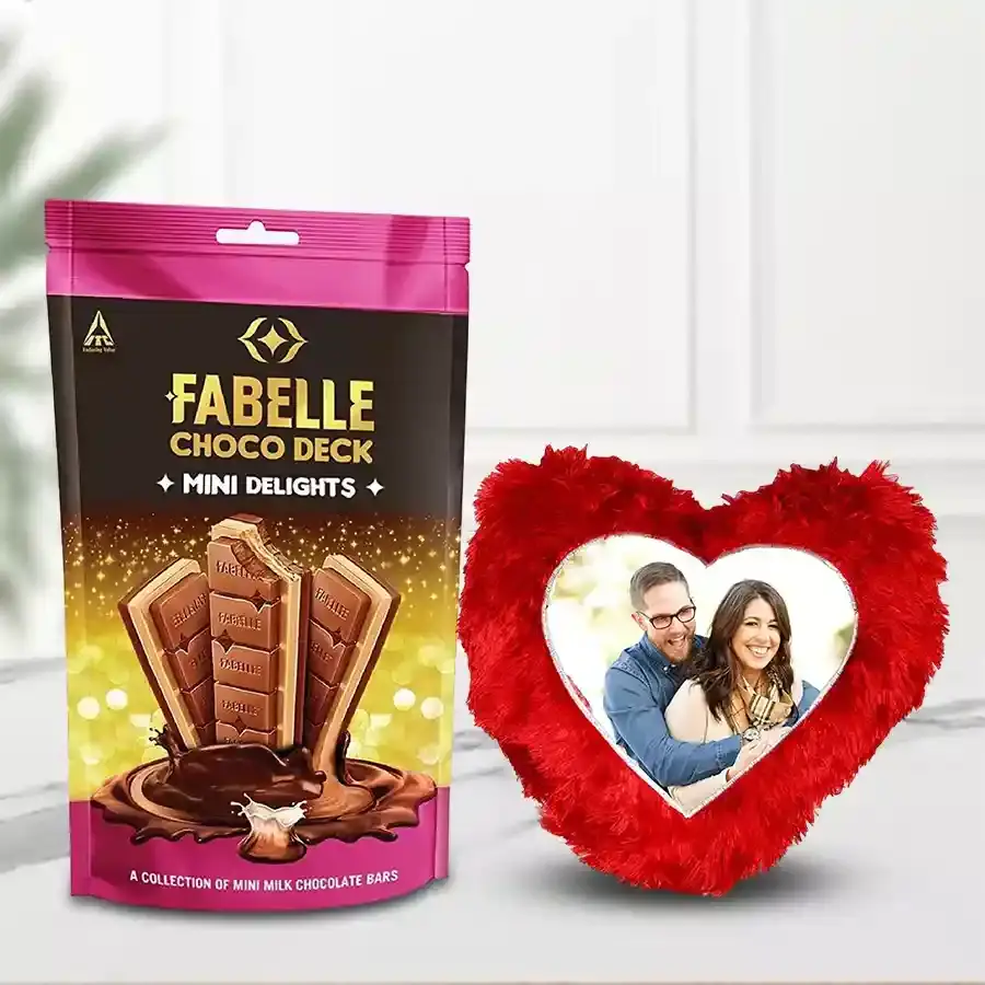 Mouth Watering ITC Fabelle Mini Delight Chocolate with Personalized Cushion