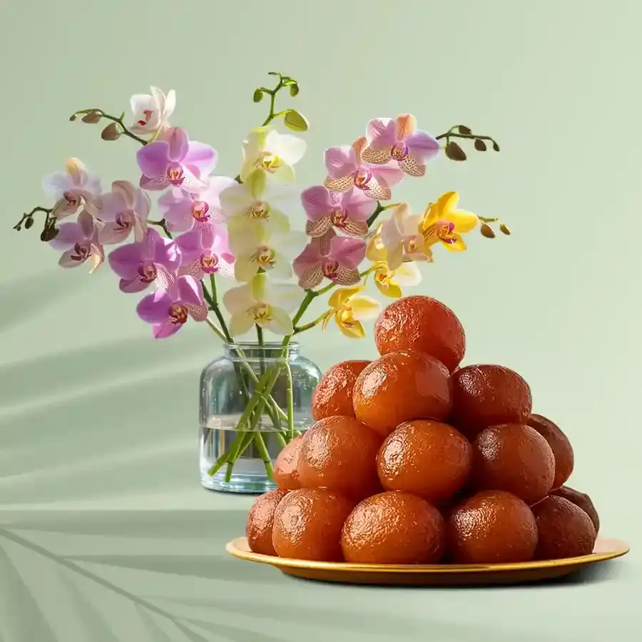 Exquisite Orchids with Sweet Gulab Jamoon