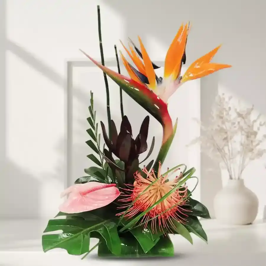 Lush Exotic Floral Office Display