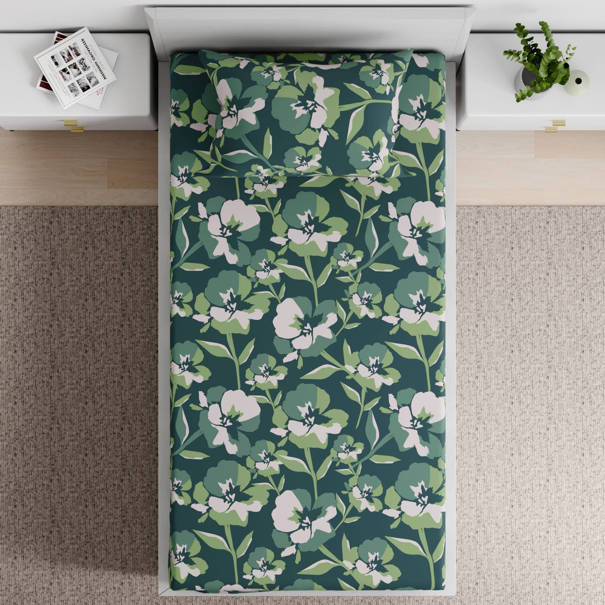 Essentials 100% Cotton Super Soft Flat Bedsheet With 1 Pillow Cover | Iris Green Single Size (90x60 inches) | Iris Green (90x60 inch)