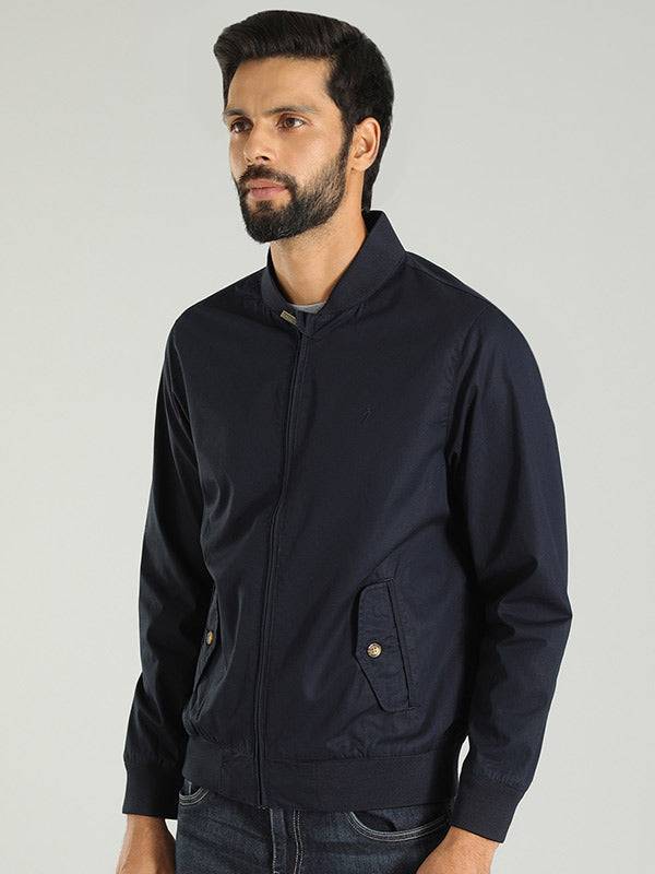 Men Solid Full Sleeve Bomber Jacket