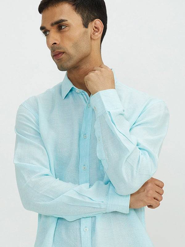 Men Solid Full Sleeve Linen Shirt