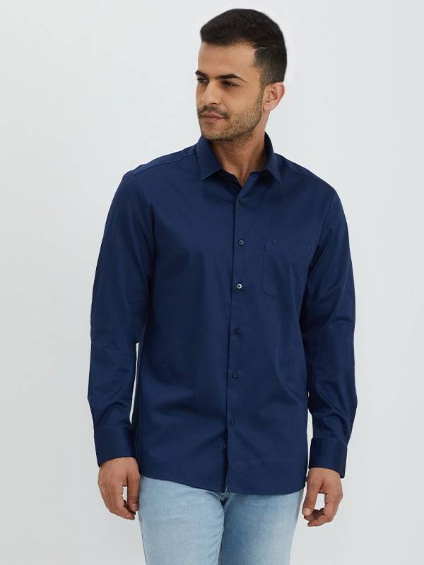 Men Solid Full Sleeve Cotton Stretch Shirt