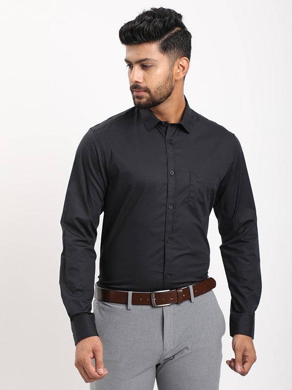 Men Solid Full Sleeve Cotton Stretch Shirt