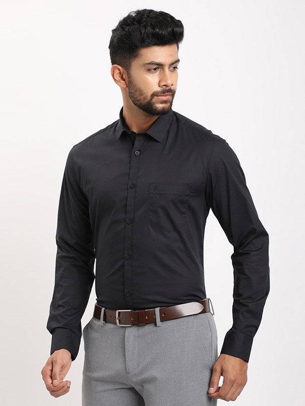 Men Solid Full Sleeve Cotton Stretch Shirt