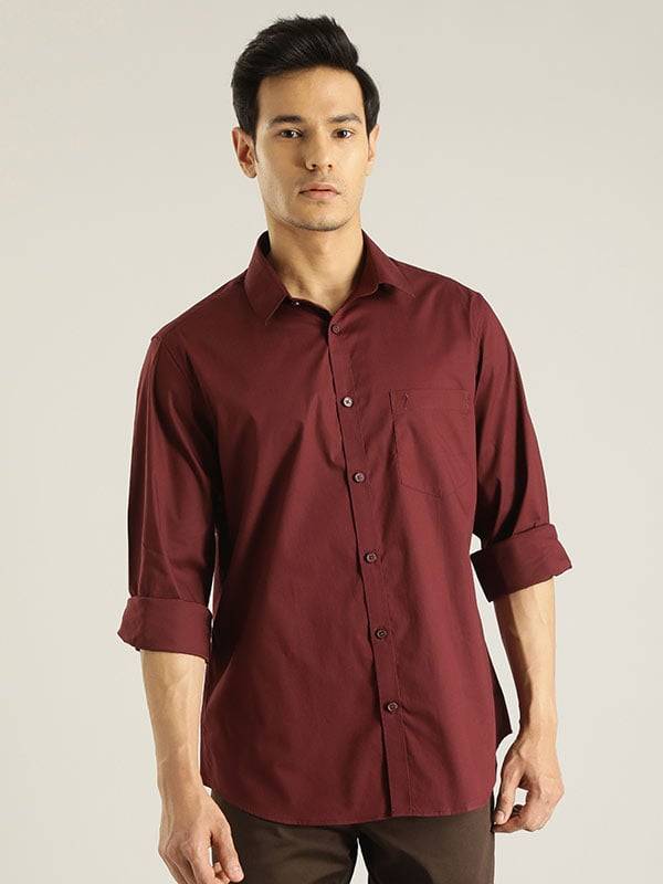 Men Solid Full Sleeve Cotton Stretch Shirt