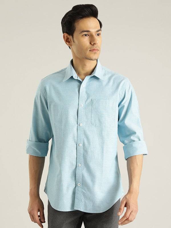 Men Solid Full Sleeve Cotton Stretch Shirt