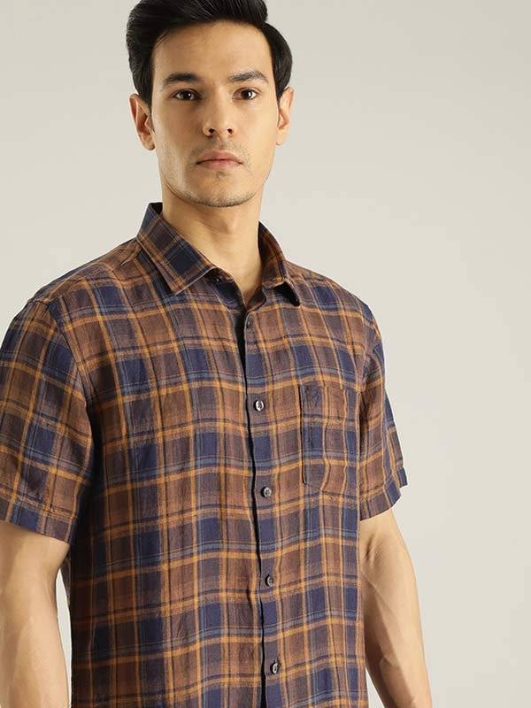 Men Checked Half Sleeve Cotton Shirt