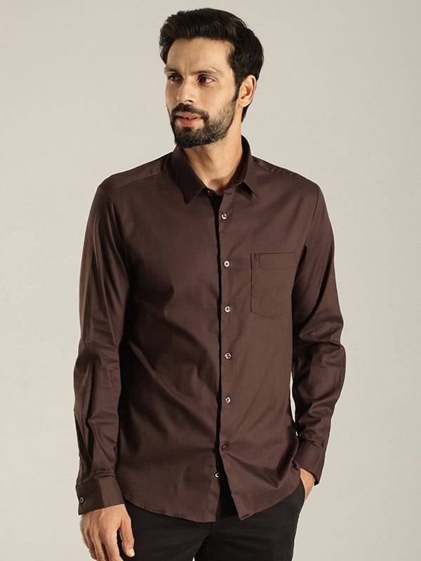 Men Solid Full Sleeve Cotton Blend Shirt