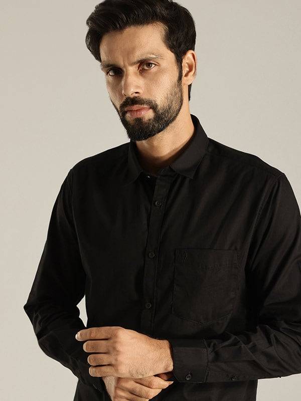 Men Solid Full Sleeve Cotton Shirt