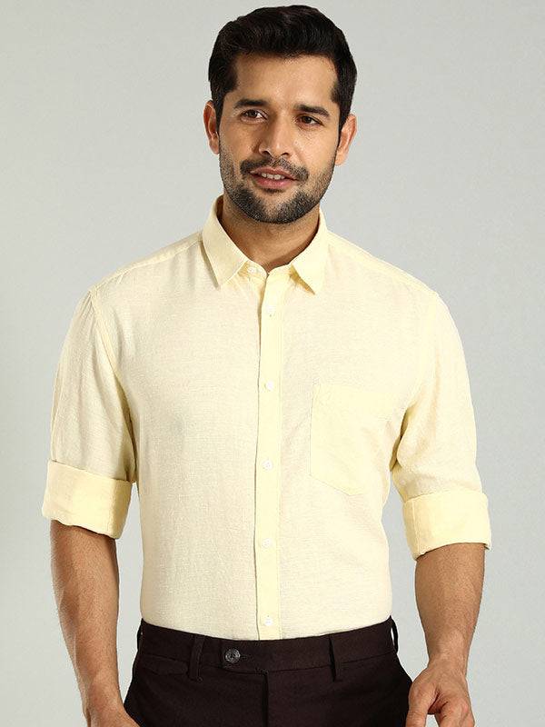 Men Solid Full Sleeve Cotton Blend Shirt