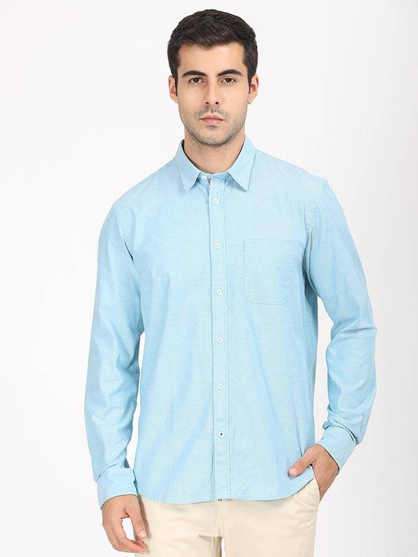 Men Solid Full Sleeve Cotton Stretch Shirt
