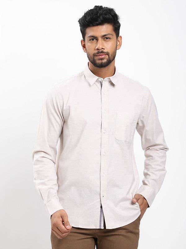 Men Solid Full Sleeve Cotton Stretch Shirt