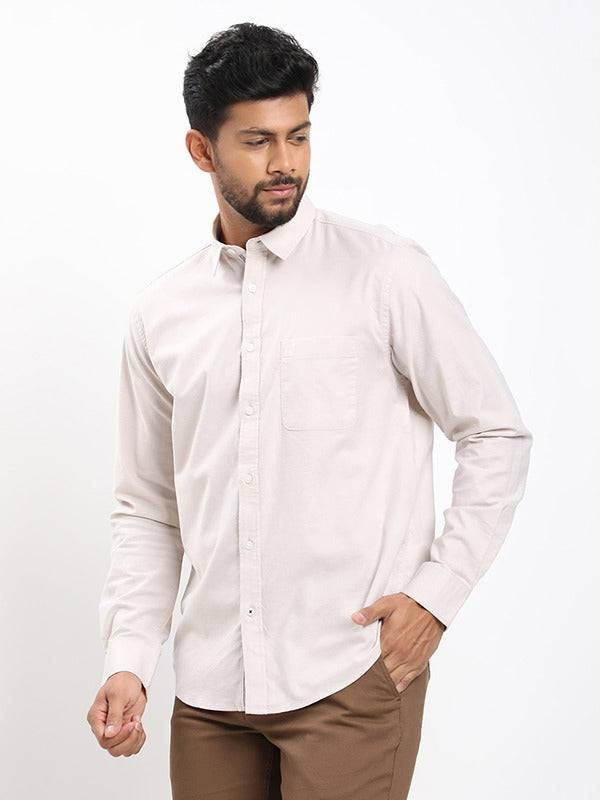 Men Solid Full Sleeve Cotton Stretch Shirt