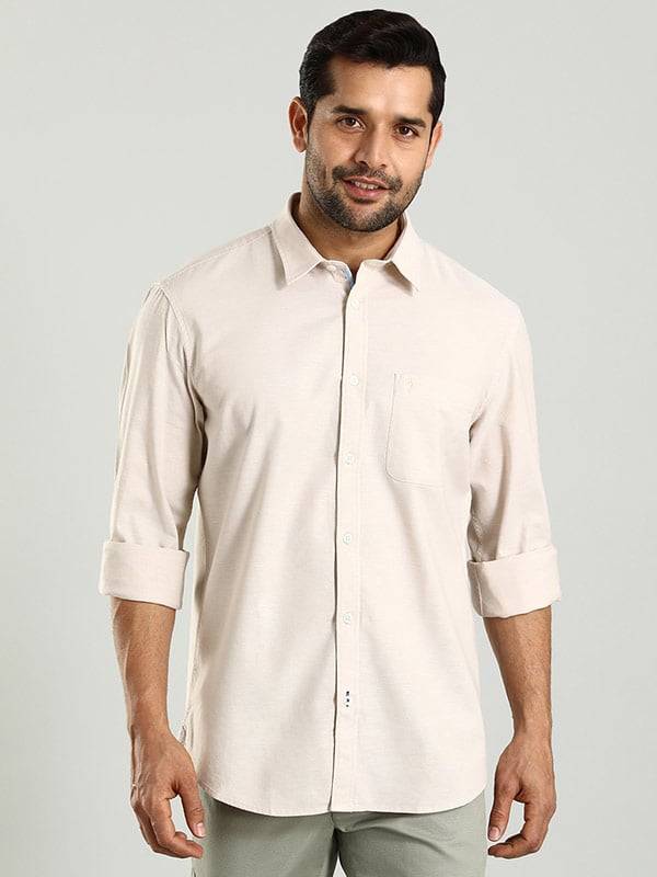 Men Solid Full Sleeve Cotton Stretch Shirt