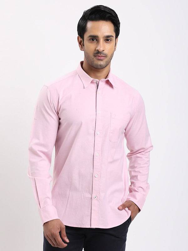 Men Solid Full Sleeve Cotton Stretch Shirt