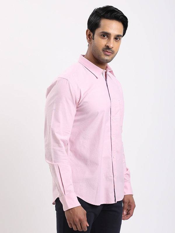 Men Solid Full Sleeve Cotton Stretch Shirt
