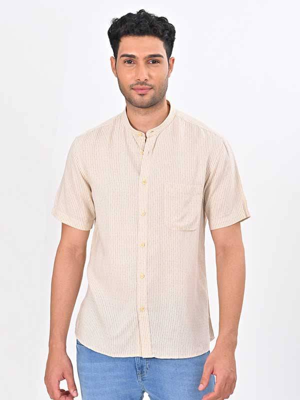 Men Printed Half Sleeve Viscose Blend Shirt