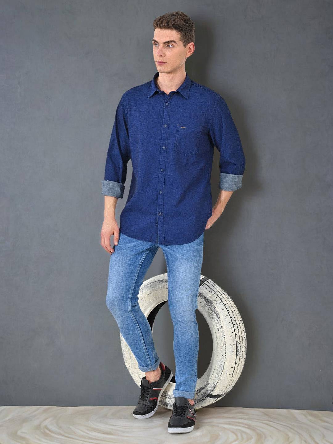 Men Solid Full Sleeve Cotton Shirt