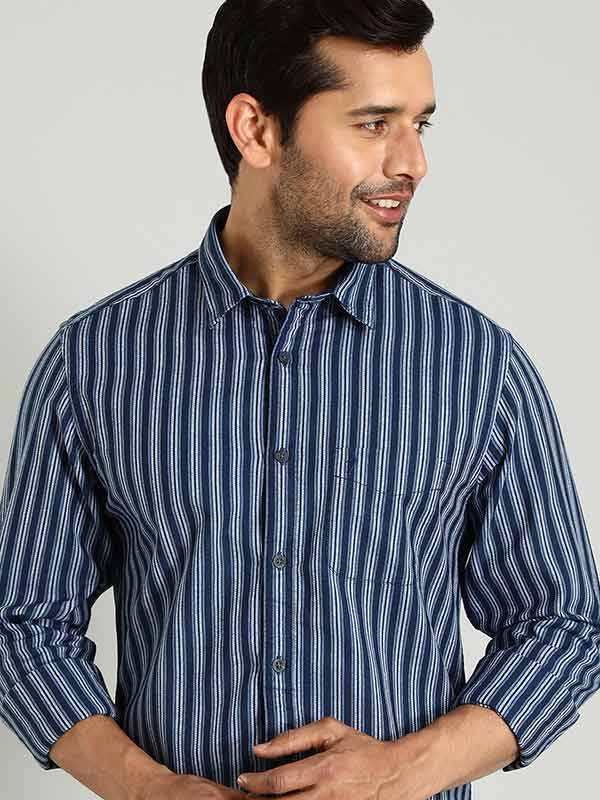 Men Striped Full Sleeve Cotton Shirt