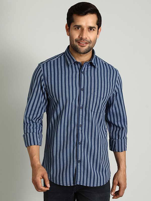 Men Striped Full Sleeve Cotton Shirt
