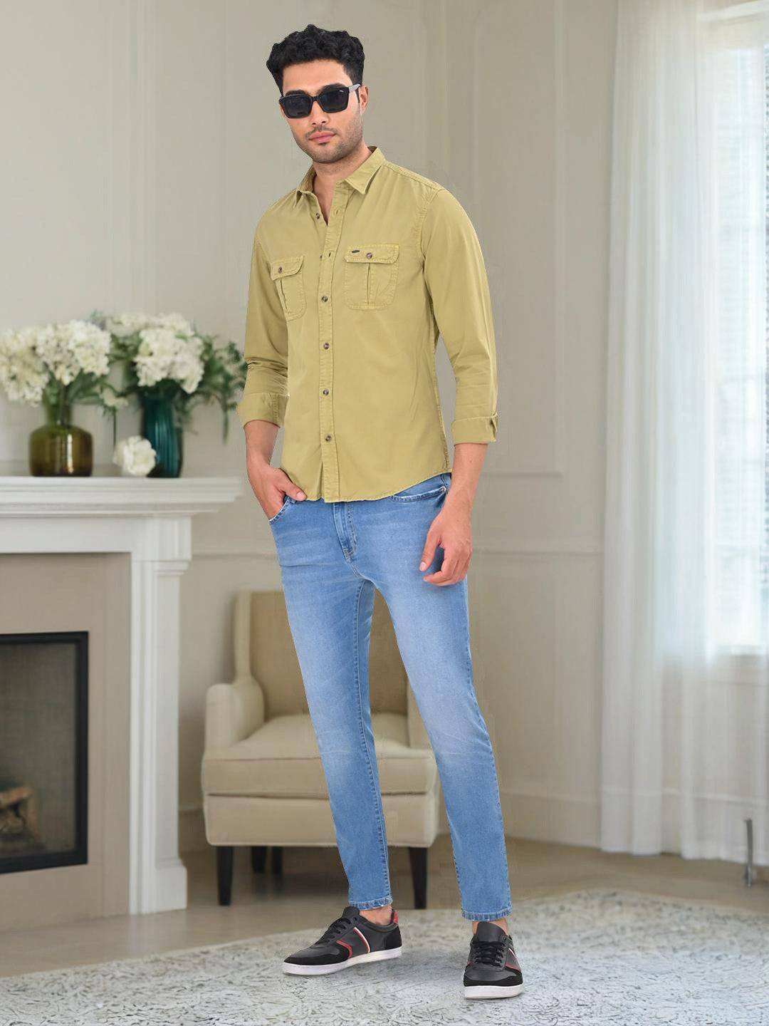 Men Solid Full Sleeve Cotton Shirt