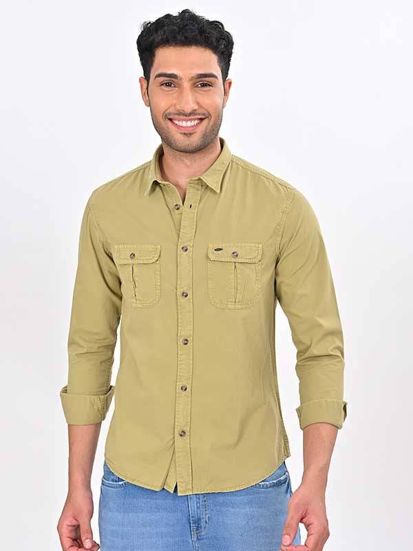 Men Solid Full Sleeve Cotton Shirt