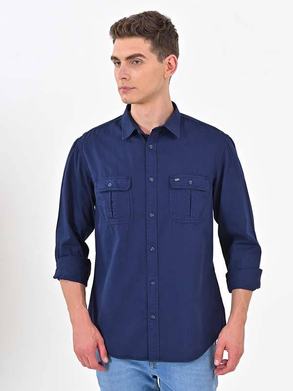 Men Solid Full Sleeve Cotton Shirt