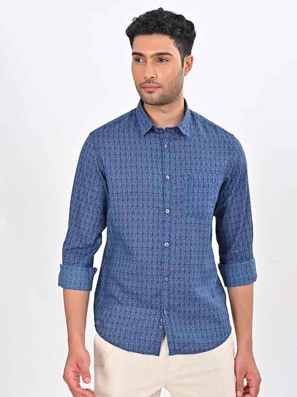 Men Printed Full Sleeve Linen Blend Shirt