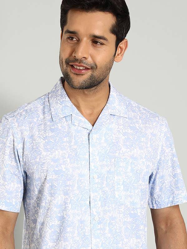 Men Printed Half Sleeve Cotton Shirt