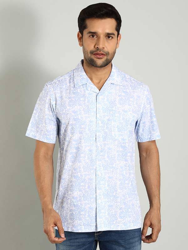 Men Printed Half Sleeve Cotton Shirt