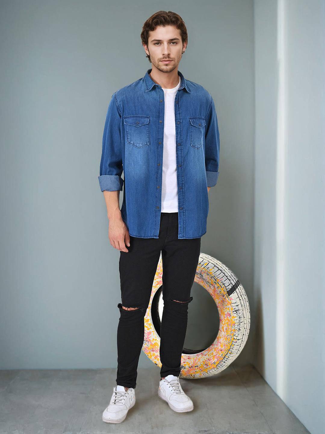 Men Solid Full Sleeve Cotton Shirt