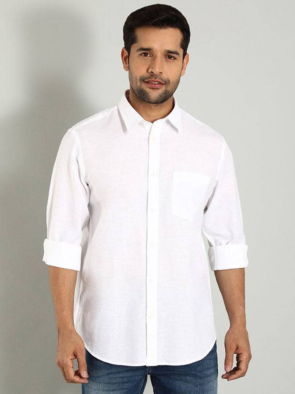 Men Solid Full Sleeve Linen Shirt