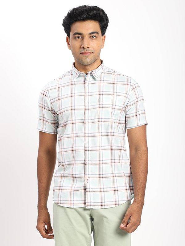 Men Checked Half Sleeve Cotton Shirt