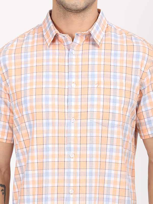 Men Checked Half Sleeve Cotton Shirt