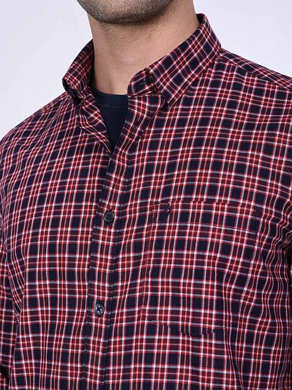 Men Checked Full Sleeve Cotton Stretch Shirt