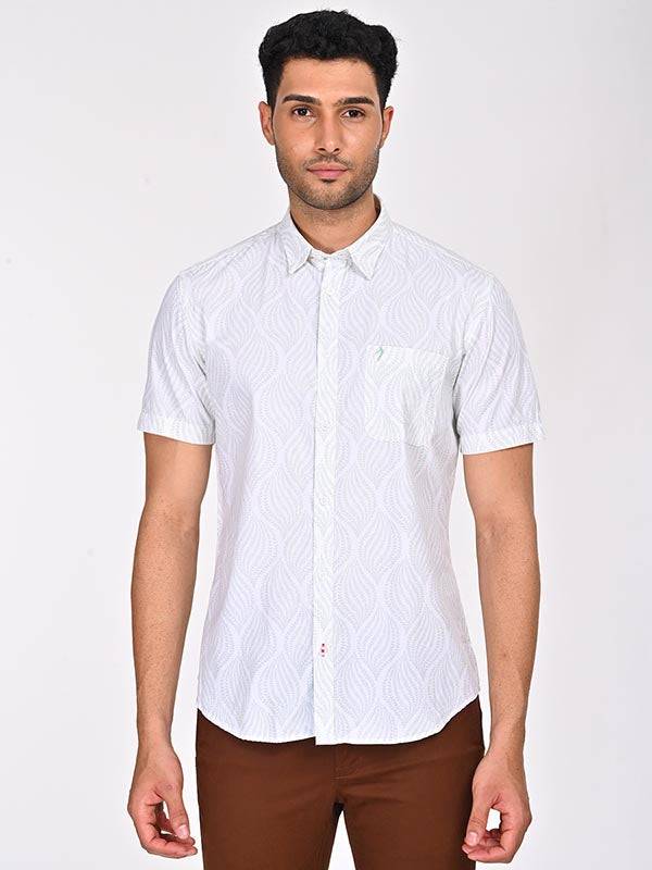 Men Printed Half Sleeve Cotton Shirt