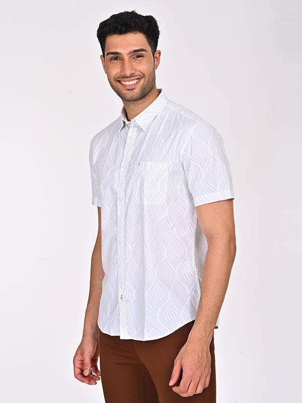 Men Printed Half Sleeve Cotton Shirt