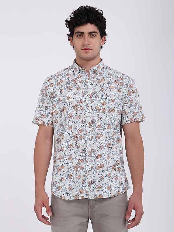 Men Printed Half Sleeve Cotton Shirt