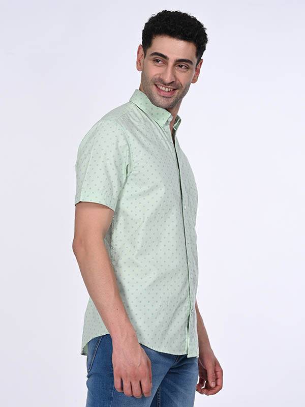Men Printed Half Sleeve Cotton Shirt
