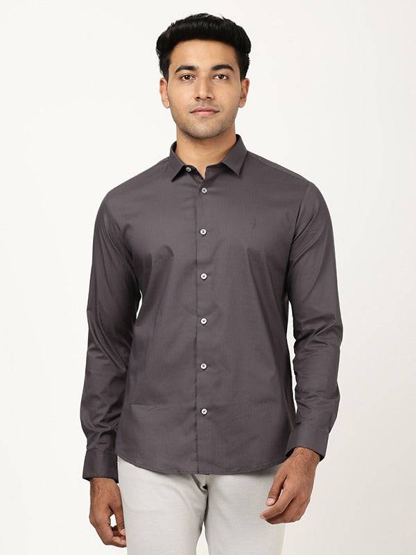 Men Solid Full Sleeve Cotton Blend Shirt