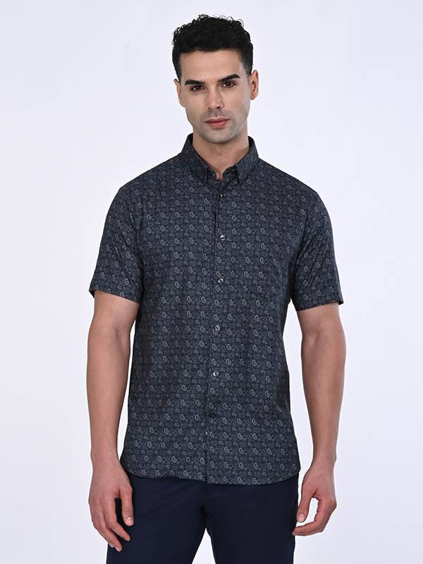 Men Printed Half Sleeve Cotton Blend Shirt