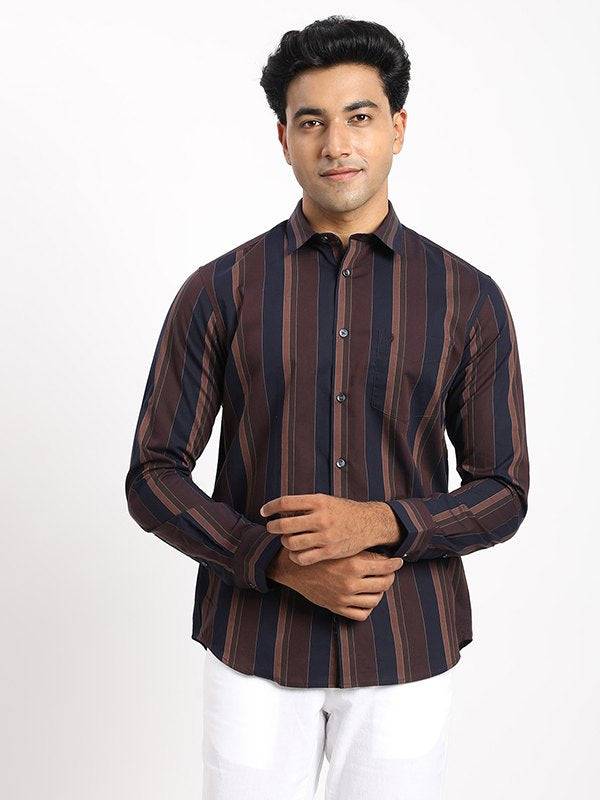 Men Striped Full Sleeve Cotton Blend Shirt