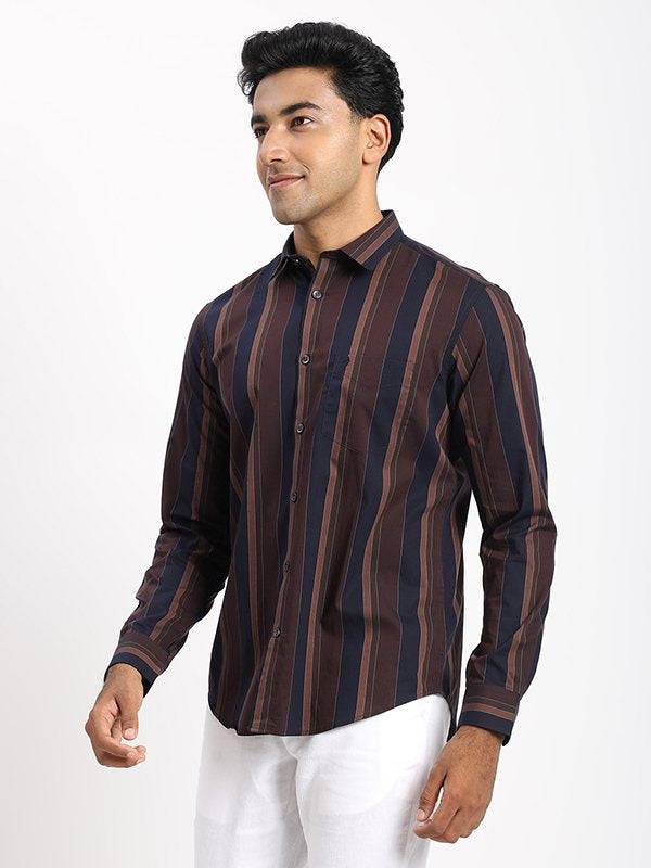 Men Striped Full Sleeve Cotton Blend Shirt