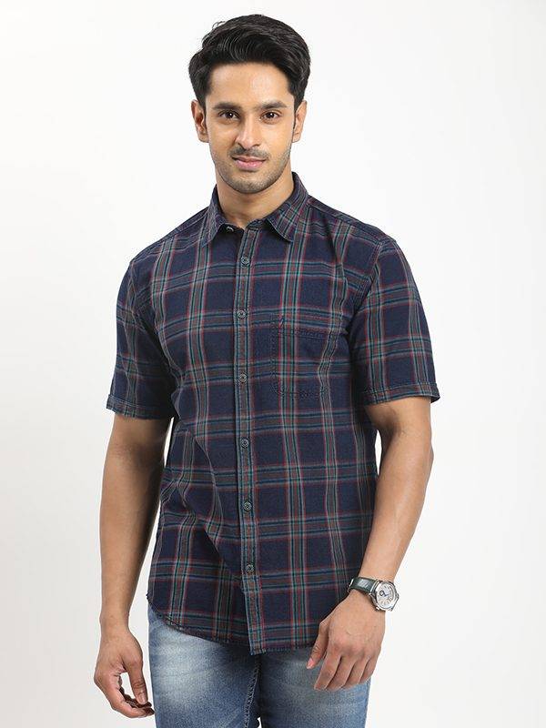 Men Checked Half Sleeve Cotton Shirt
