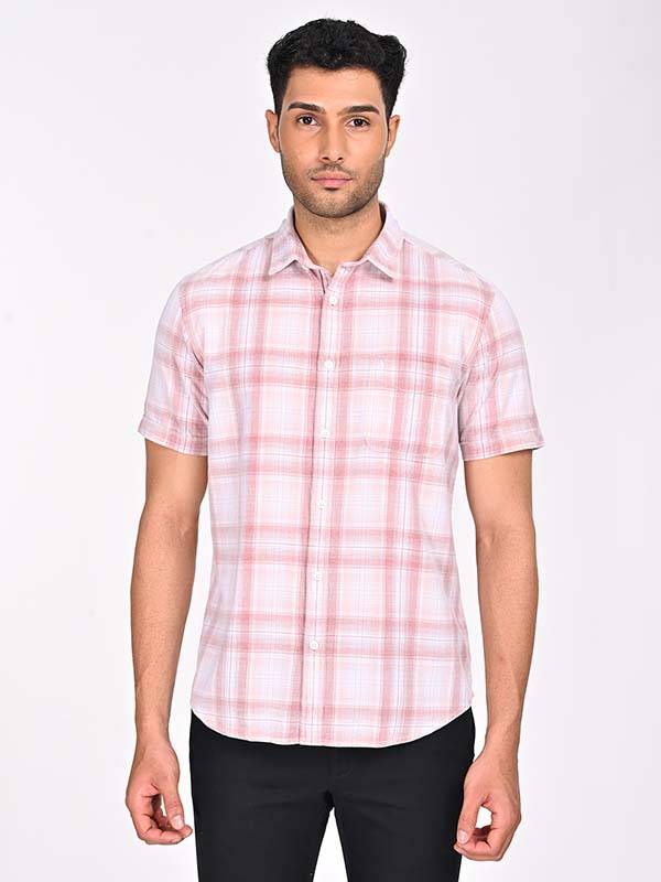 Men Checked Half Sleeve Cotton Shirt