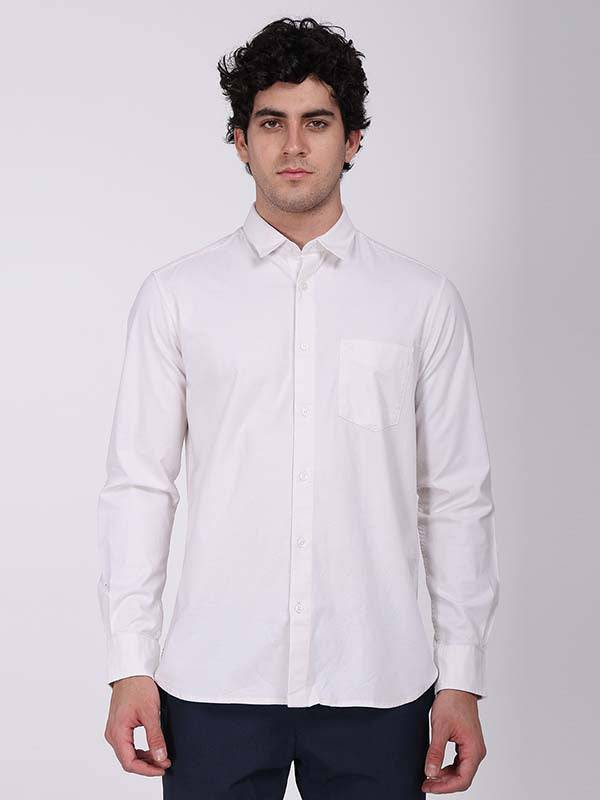 Men Solid Full Sleeve Cotton Stretch Shirt