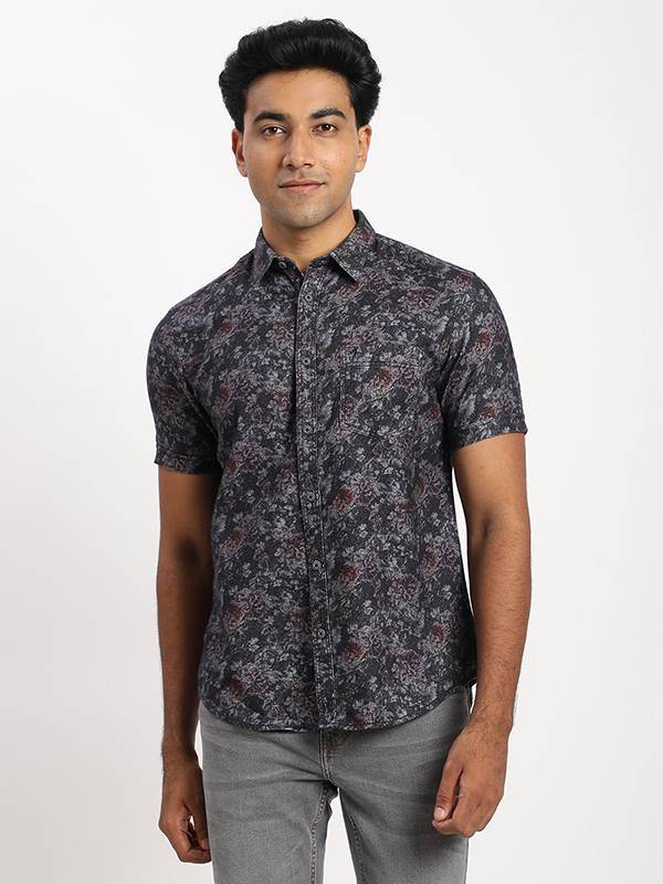 Men Printed Half Sleeve Cotton Blend Shirt