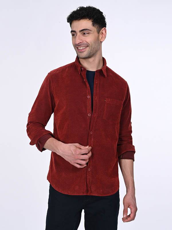 Men Solid Full Sleeve Cotton Stretch Shirt